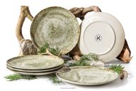 Speiseteller aus beigefarbenem Porzellan 6 tlg.