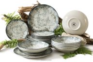 Porzellan-Tafelservice boho grün 6-Personen (18 ks.)