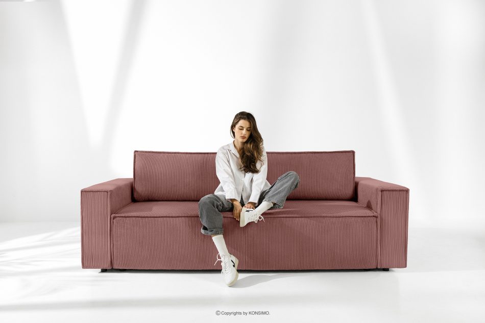 NAPI Sofa 3 mit Schlaffunktion Kordstoff rosa rosa - Foto 1