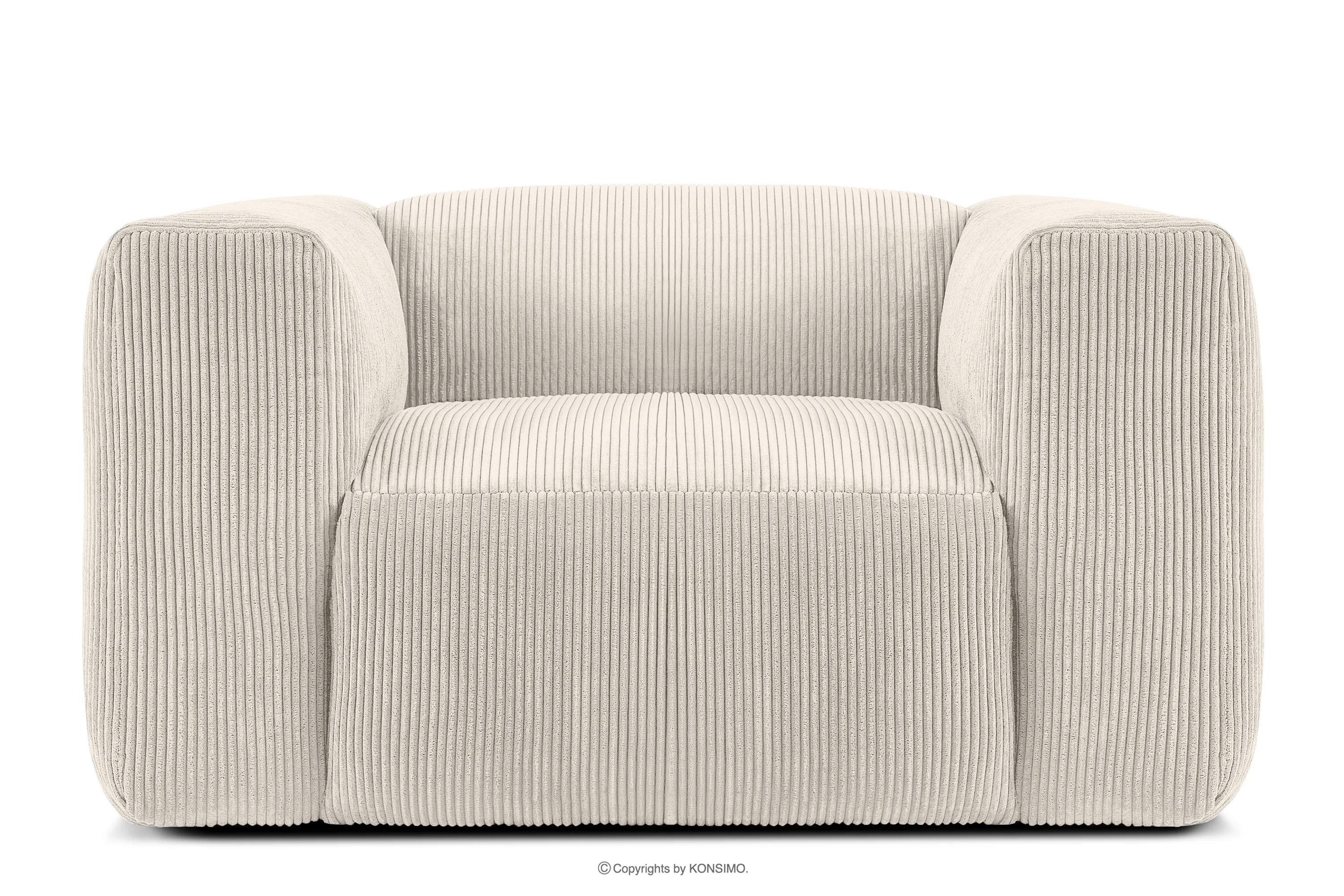 Lounge-Sessel aus cremefarbenem Kordstoff