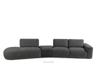 Großes Ecksofa Chenille/Velours dunkelgrau links