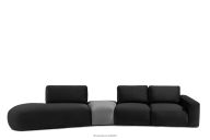 Großes Ecksofa für das Wohnzimmer Velours dunkelgrau/hellgrau links