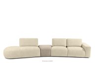 Großes Ecksofa Chenille/Velours cremefarben links