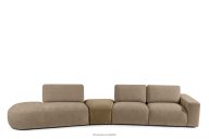Großes Ecksofa Chenille/Samt beige links