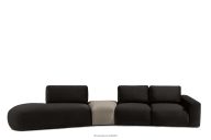 Großes Ecksofa für Wohnzimmer Velours braun/beige links