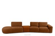 Großes Ecksofa für Wohnzimmer Chenille/Velours rot links