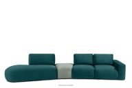 Großes Ecksofa für Wohnzimmer Velours marine/mint links