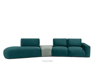 ZUCCO, https://konsimo.de/kollektion/zucco/ Großes Ecksofa für Wohnzimmer Velours marine/mint links marineblau/mint - Foto