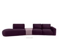 Großes Ecksofa für Wohnzimmer Velours lila/rosa links