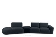 Großes Ecksofa Chenille/Vellour marineblau links
