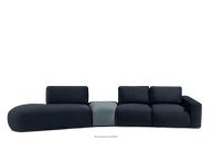 Großes Ecksofa für Wohnzimmer Velours marineblau/blau links