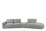 Organic Ecksofa für das Wohnzimmer aus Chenille/Velours Stoff hellgrau rechts