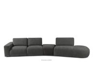 Organic Ecksofa für das Wohnzimmer aus Chenille/Veloursstoff dunkelgrau rechts