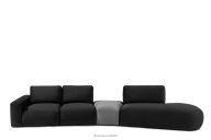 Organic Ecksofa für Wohnzimmer in Veloursstoff dunkelgrau/hellgrau rechts