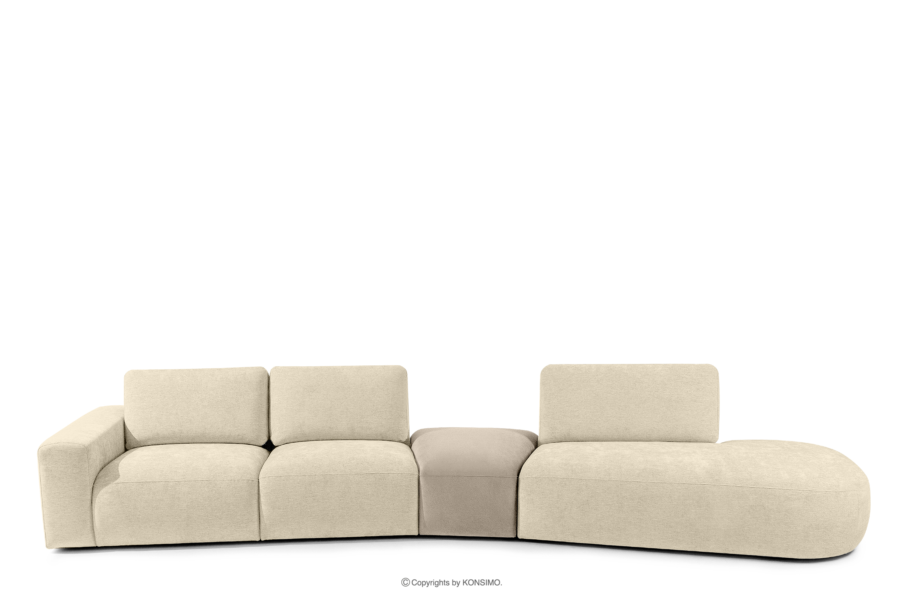 Organic lounge corner aus Chenille/Veloursstoff creme rechts ZUCCO