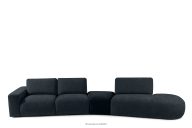 Organic lounge corner in chenille/velour stoff navy blau rechts