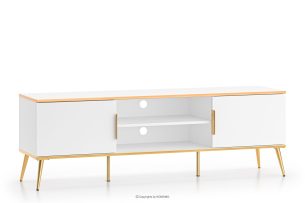 VELTI, https://konsimo.de/kollektion/velti/ TV Schrank elegant weiß auf goldenen Beinen weiß - Foto