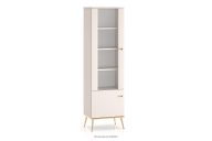 Großer eleganter cremefarbener Vitrinenschrank