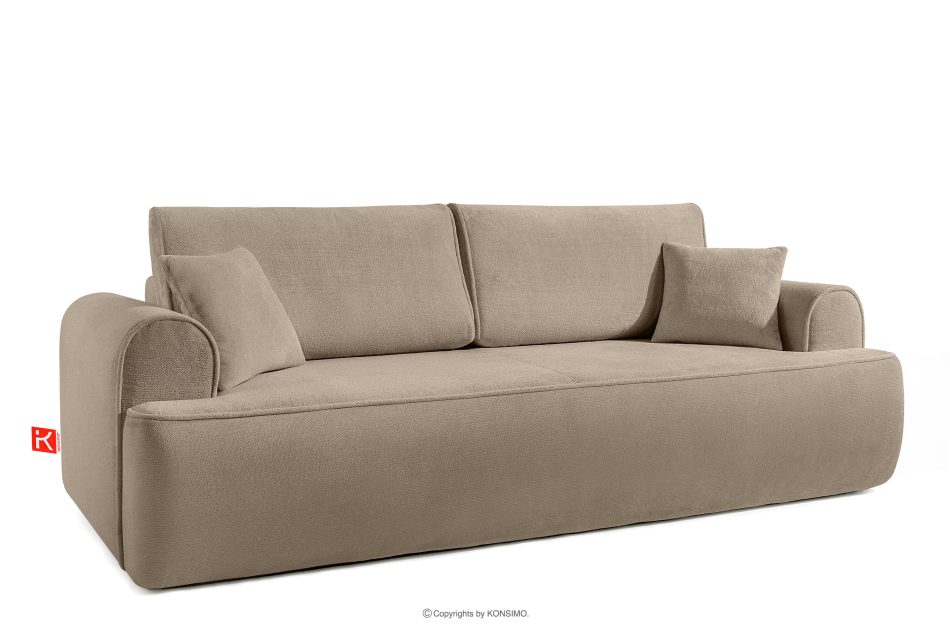 MESSO Shaggy dreisitziges ausziehbares Sofa beige beige - Foto 2