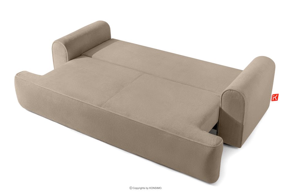 MESSO Shaggy dreisitziges ausziehbares Sofa beige beige - Foto 4