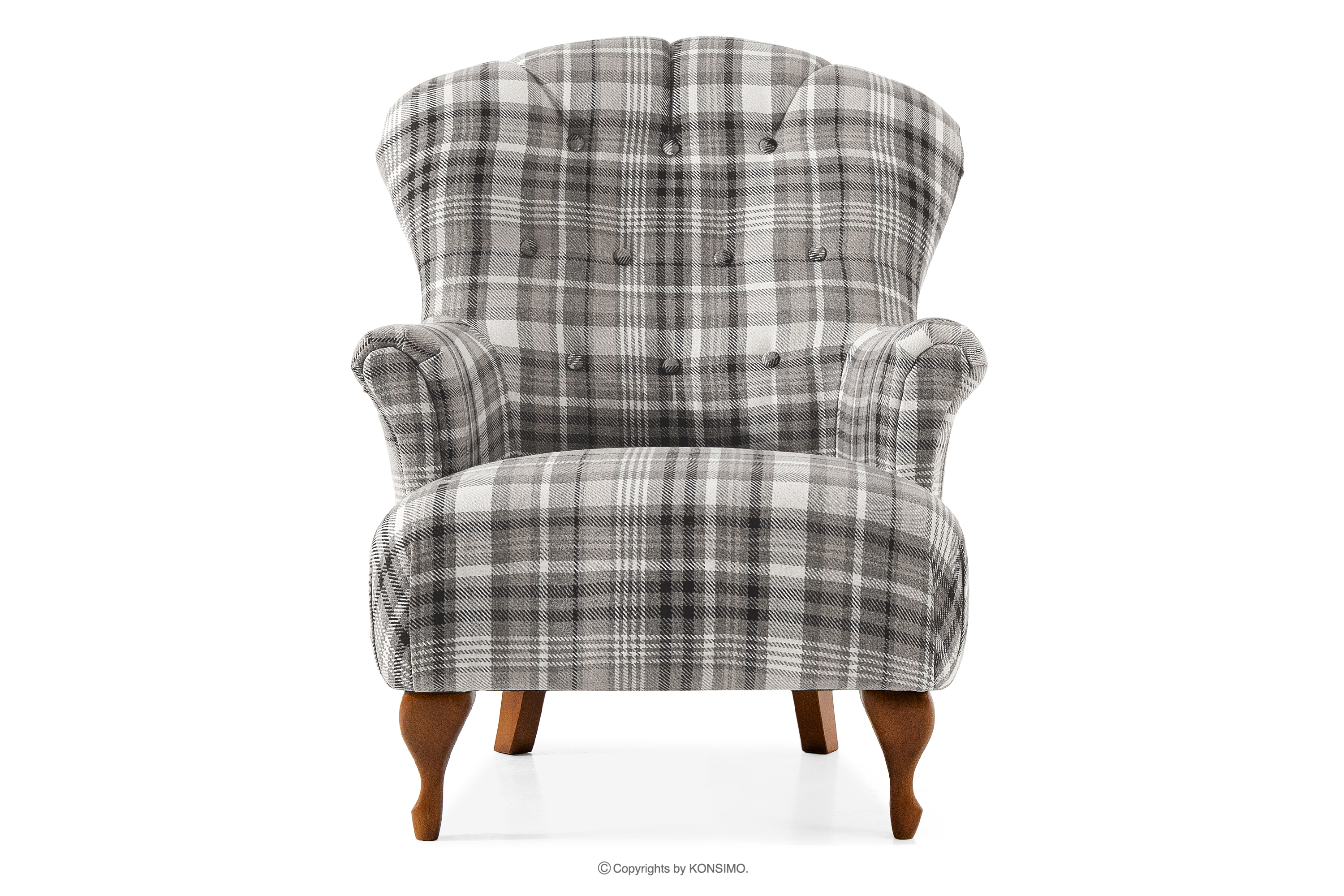 Klassischer Lounge Sessel grau Gewebestoff