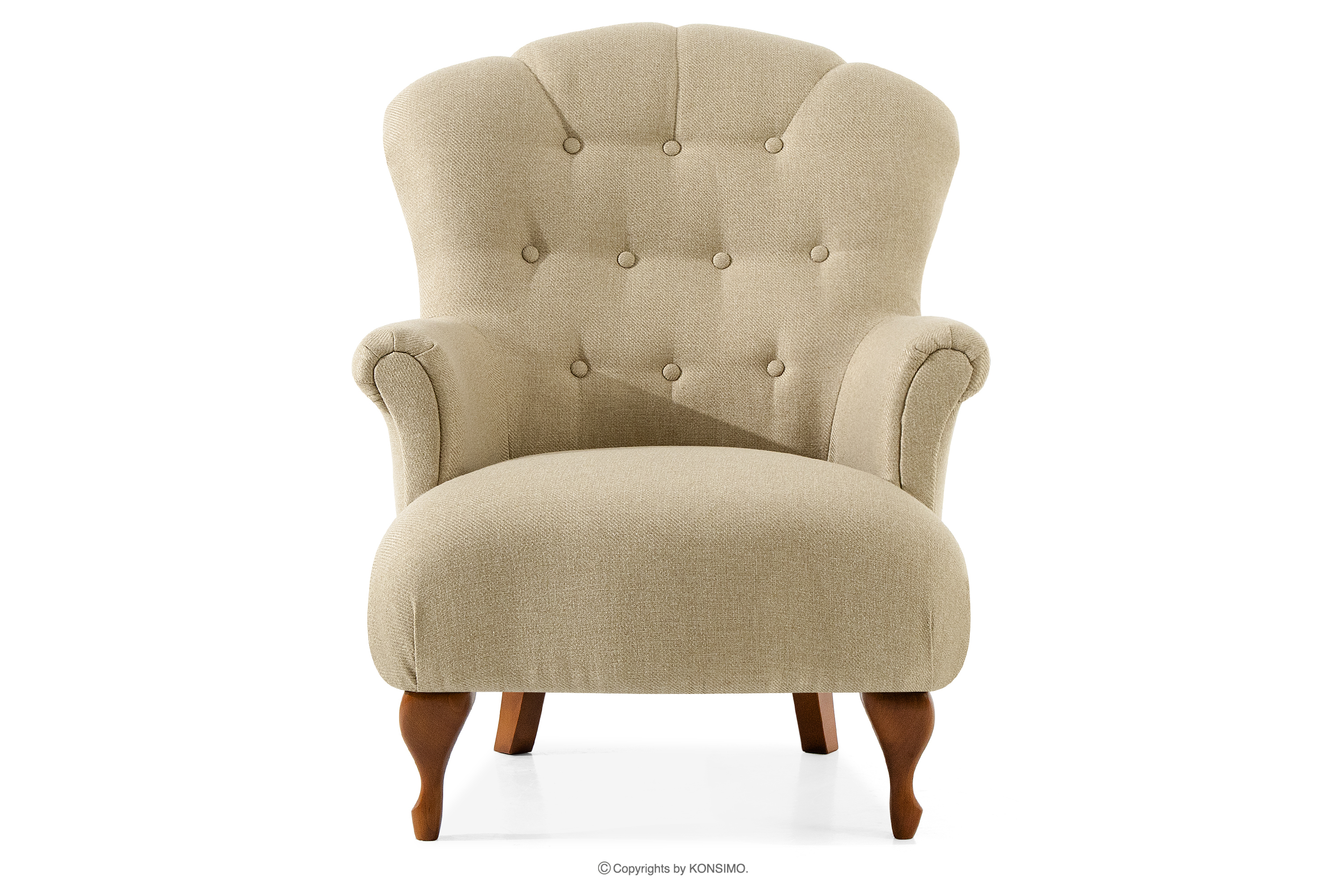 Klassischer Sessel beige geflochtener Gewebestoff