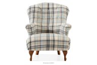 Klassischer Sessel beige/blau geflochtener Gewebestoff