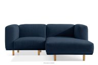 Skandinavisches hochbeiniges Ecksofa aus Boucle-Stoff marineblau, rechts