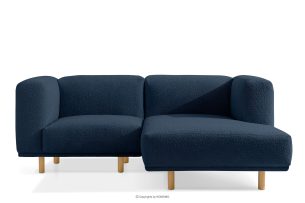 FOSERO, https://konsimo.de/kollektion/fosero/ Skandinavisches hochbeiniges Ecksofa aus Boucle-Stoff marineblau, rechts marineblau - Foto