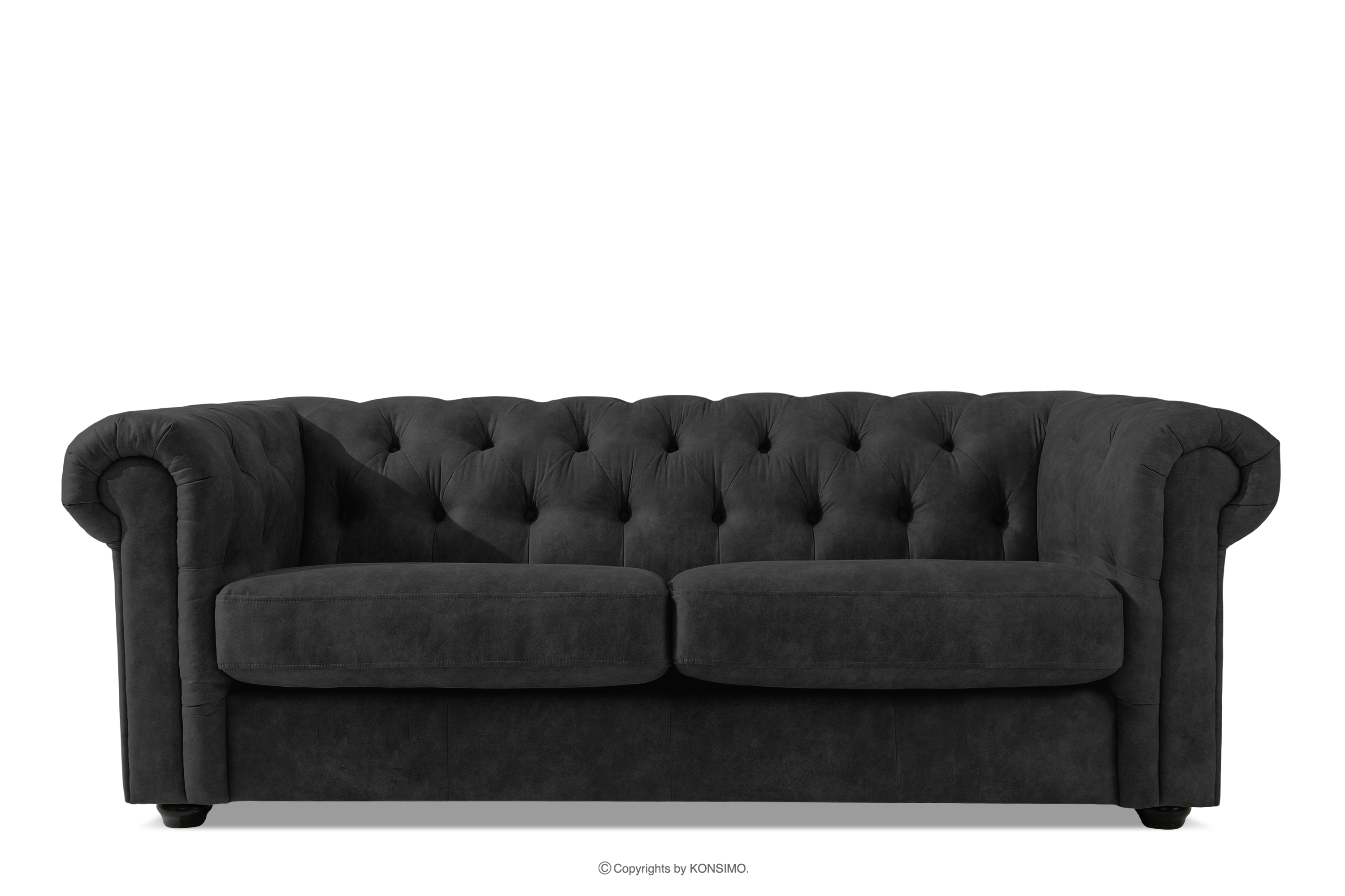 Dreisitzer-Sofa Classic chesterfield in Kunstleder anthrazit