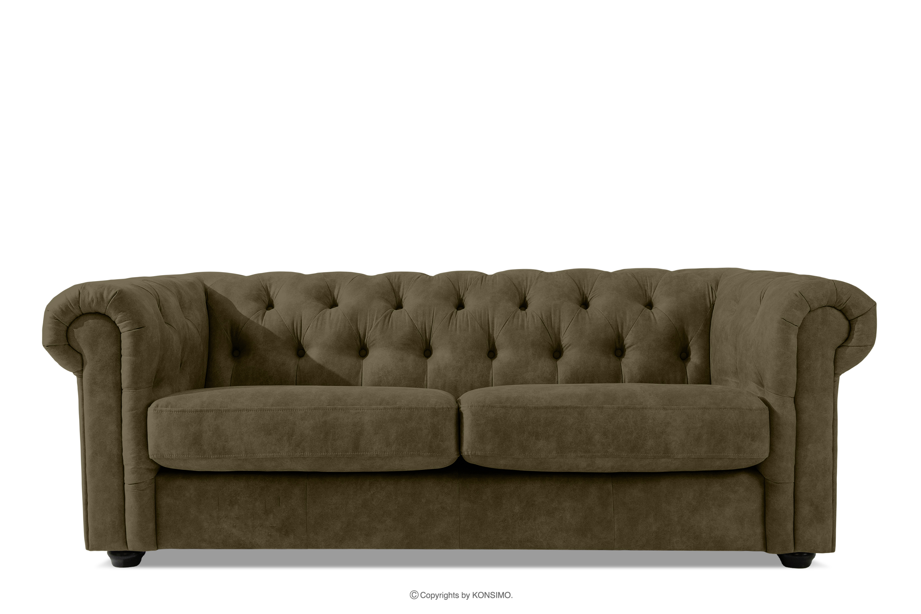 Classic chesterfield dreisitziges Sofa in Kunstleder oliv