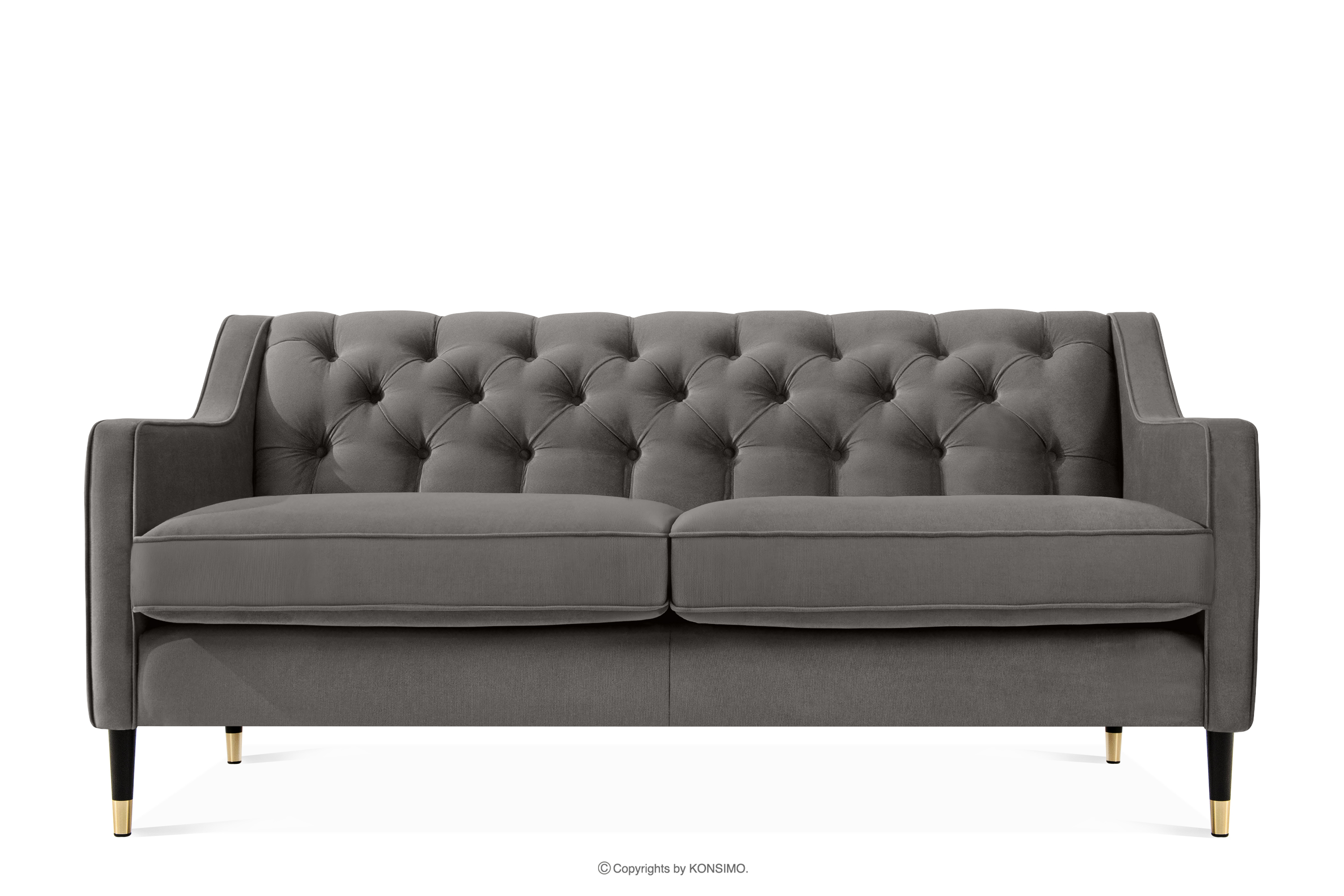 Elegantes zweisitziges Sofa mit Steppung aus grauem Velours-Stoff