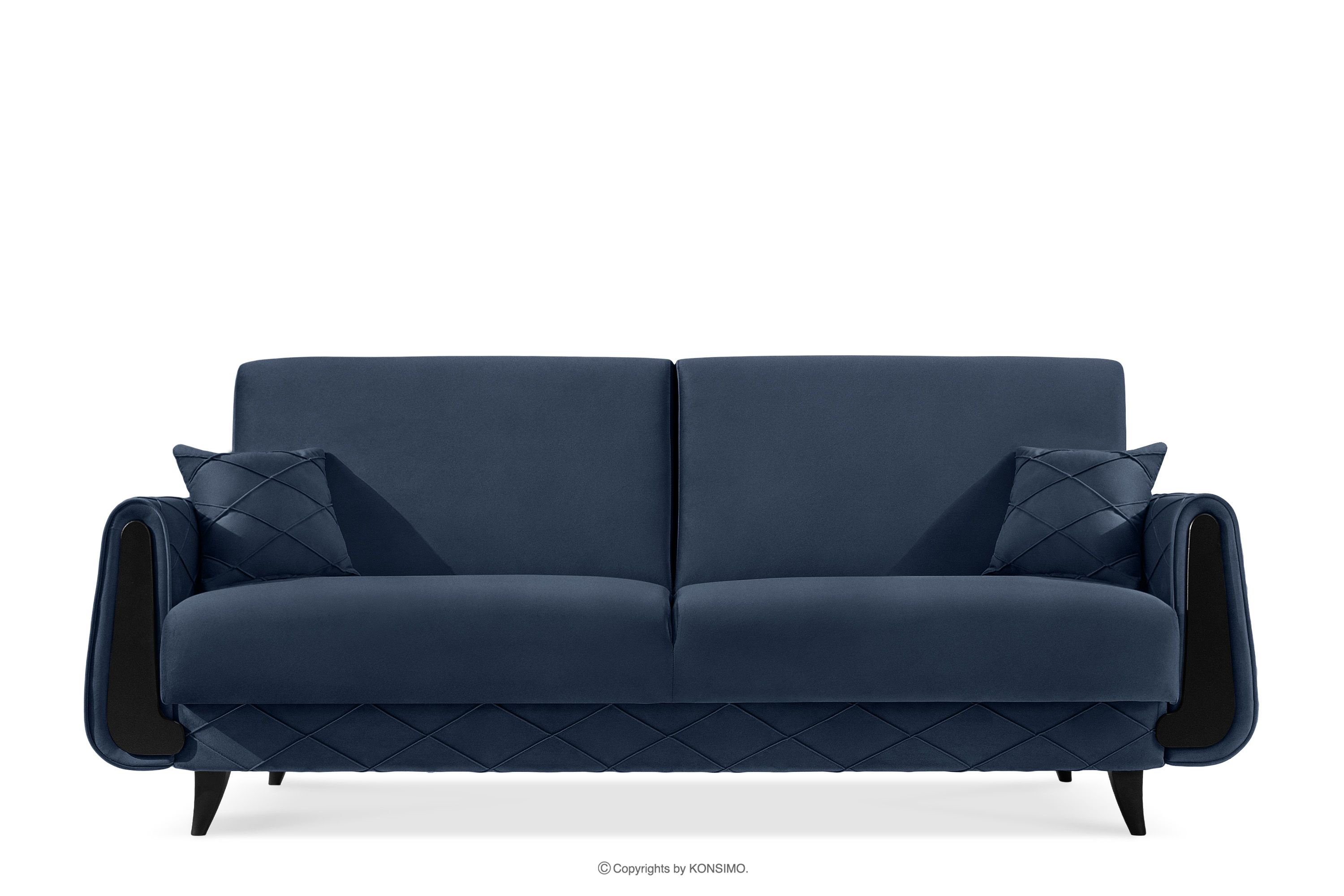 Dreisitzer-Sofa in Stoff Velours ausziehbar navy blau