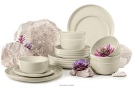 Beige glänzendes 6-Personen-Tafelset (18 tlg.)