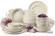 Beige glänzendes 6-Personen-Tafelset (24 tlg.)