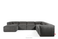 Ecksofa in U-Form aus Kordstoff grau
