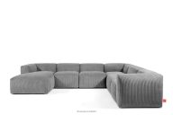 Ecksofa in U-Form für Wohnzimmer aus Kordstoff hellgrau