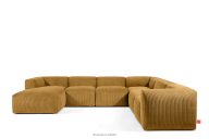 Ecksofa in U-Form aus Kordstoff gelb