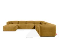 Großes Ecksofa in U-From aus Gewebestoff honigfarbig