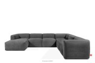 Großes Ecksofa in U-Form aus Gewebestoff grau