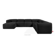 Großes Ecksofa in U-From aus Gewebestoff graphit