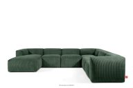 Ecksofa in U-Form aus Kordstoff dunkelgrün