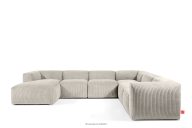 Ecksofa in U-Form aus Kordstoff cremefarbig