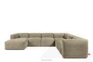 Großes Ecksofa in U-From aus Gewebestoff sandfarbig