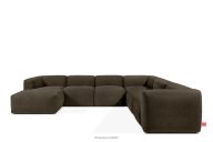 Großes Ecksofa in U-From aus Gewebestoff braun