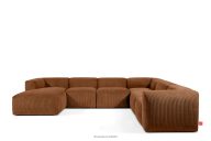 Ecksofa in U-Form aus Kordstoff rot