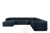 Großes Ecksofa in U-From  aus Gewebestoff dunkelblau