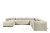 Großes Ecksofa in U-Form aus Gewebestoff ecru