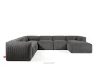 Großes Ecksofa aus Kordstoff grau