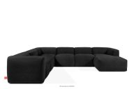 Großes Ecksofa in U-Form aus Gewebestoff graphit